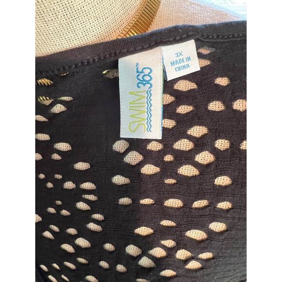 Oversized Black Abstract Cutout Beach Coverup Dress - Picture 7 of 8